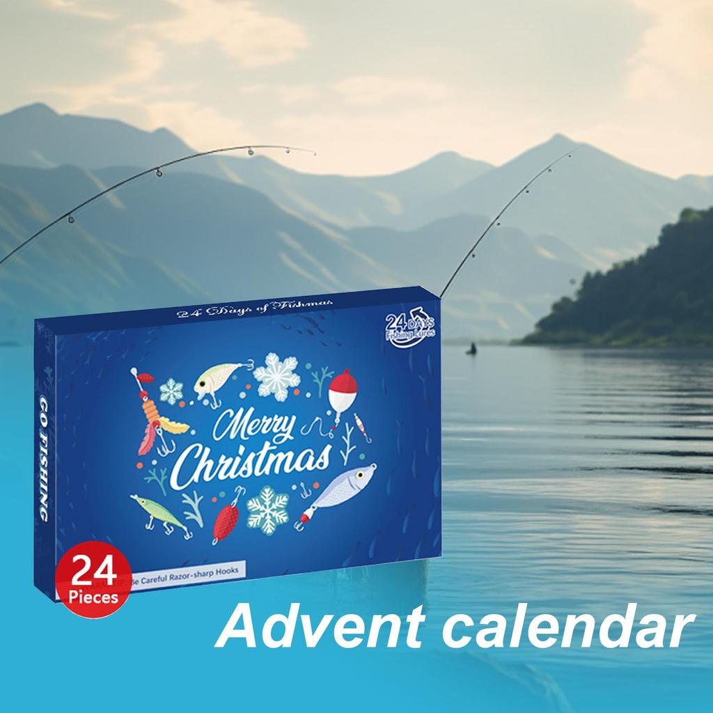 Fishing Advent Calendar, Christmas Fishing Fishhook Advent Calendar, Calendar Fishing Christmas Countdown 24 Days Fishing Lures