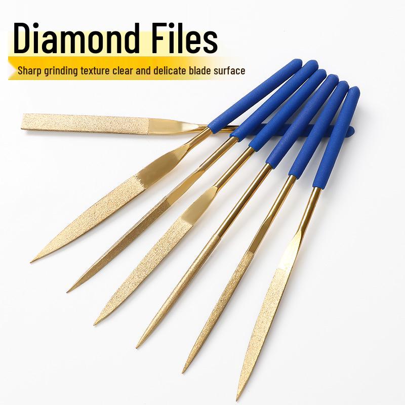 Titanium-Plated Diamond File Set: Flat/Incline with Extra Grade Carborundum for Precision Shaping, Free Shipping