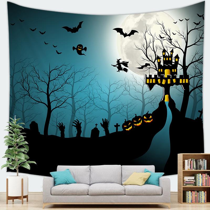 Halloween-themed Tapestry Series Digital-printed Polyester Tapestries Living Rooms Bedrooms Macrame Wall Hanging Decor Aesthetic