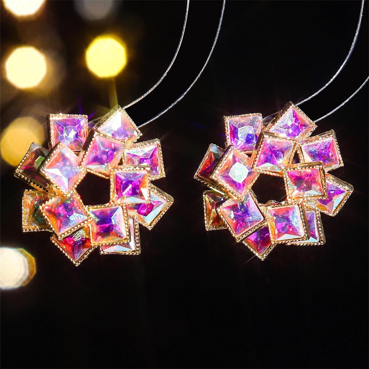 

Luxury stained glass rhinestone earrings