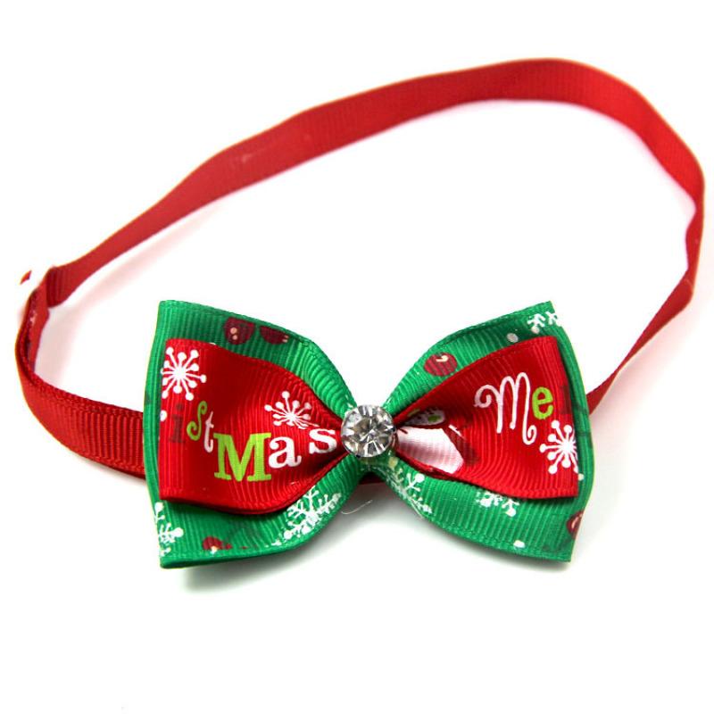 Pet  Collar Christmas Series Adjustable Flashing Diamonds Pet Bow Tie Collar