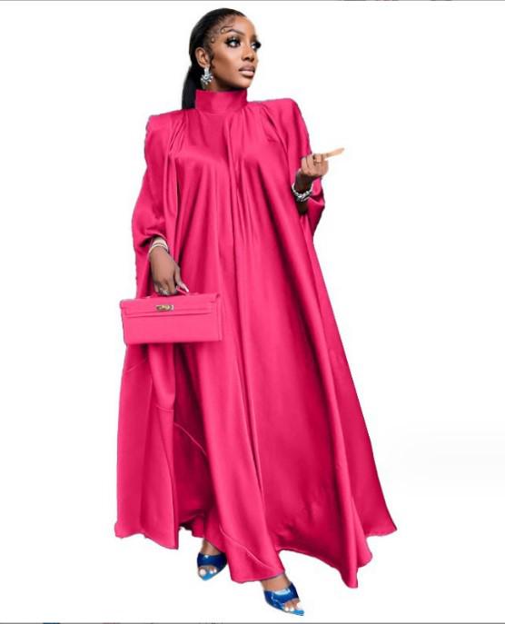 2023 Damen Stehkragen Weites Satin Swingkleid - Europäischer, Amerikanischer und Südostasiatischer Stil