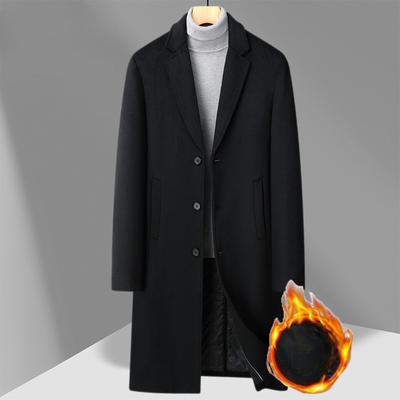 Autumn and Winter Men's Woolen Coat Long Knee Thickened Business Casual Coat Men