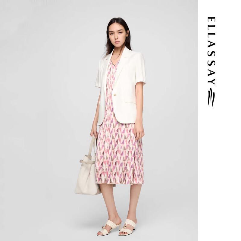 ELLASSAY Women's Comfortable One-Button Relaxed Fit Short Sleeve Blazer