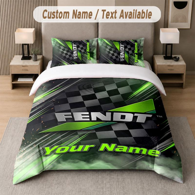 Custom Bedding Set Fendt Pattern, Print Name Text 1 Duvet Cover Plus 2 Pillowcases Home Textile