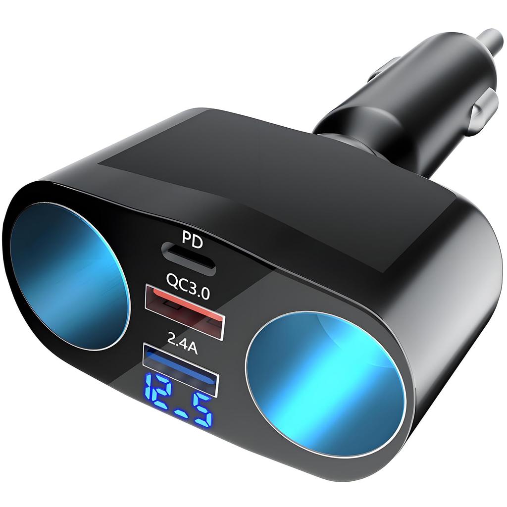 OFFEREE Cigarette Lighter Socket, Expansion of 2 Connections, (New Model QC3.0/PD30W), Up To 120W