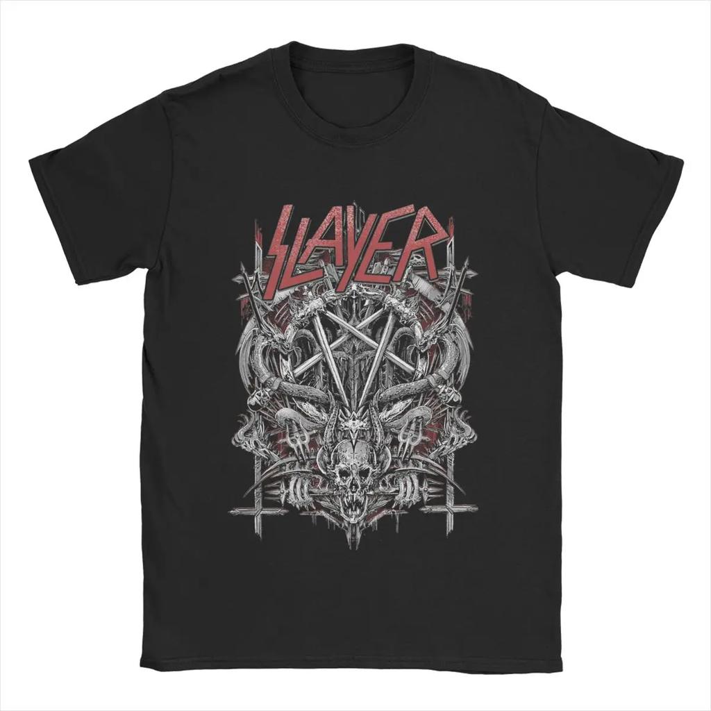 Vintage 1980s Metal Band Slayer Trash Metal T-Shirt Men O Neck Cotton T Shirt Short Sleeve Tees Plus Size Tops