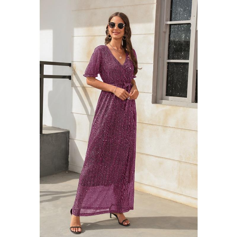 New V-neck High-waisted Strappy Split Long Dresses