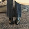Vintage high-heeled babes pointed willow nails belt buckle knight boots 2025 autumn new versatile sexy thin short boots