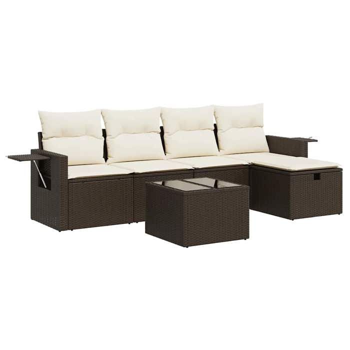 VidaXL Garden Lounge Set with Cushions 6 Pcs Brown Wicker 3325479