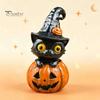 Creative Gift for Halloween Lovers Black Cat & Pumpkin Resin Ornaments, Cute Desktop Figurines, Artistic Craft Collectibles Cartoon And Statue