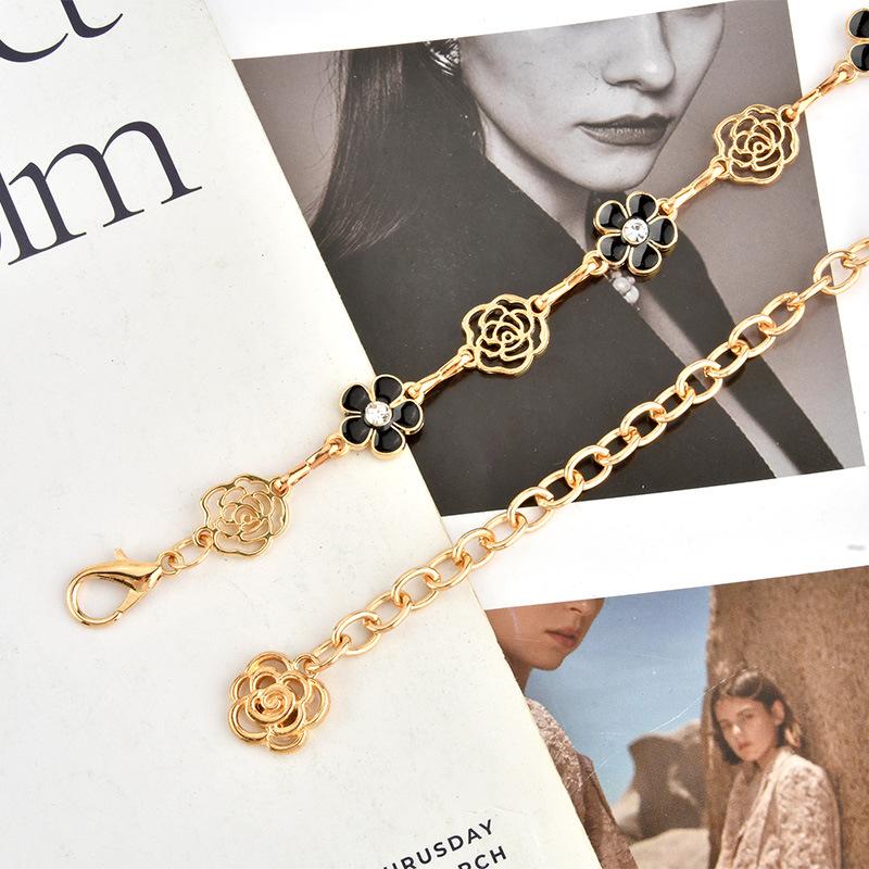 European and American Rose Flowers Women's Decorative Waist Chain Metal Elegant Light Luxury Versatile Skirt Accessories Chain