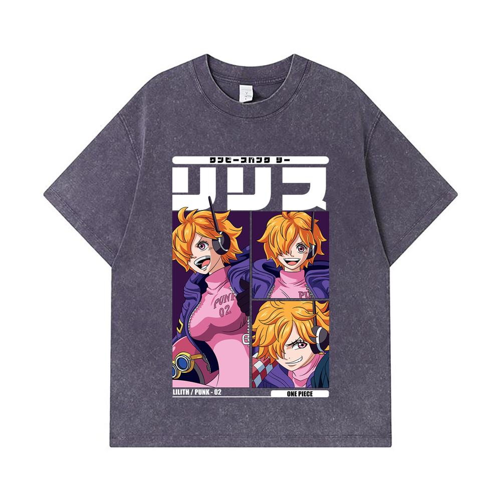 275 GSM Washed T-shirts 100% Cotton One Piece V47 Lilith Print Unisex Heavy Cotton T Shirt
