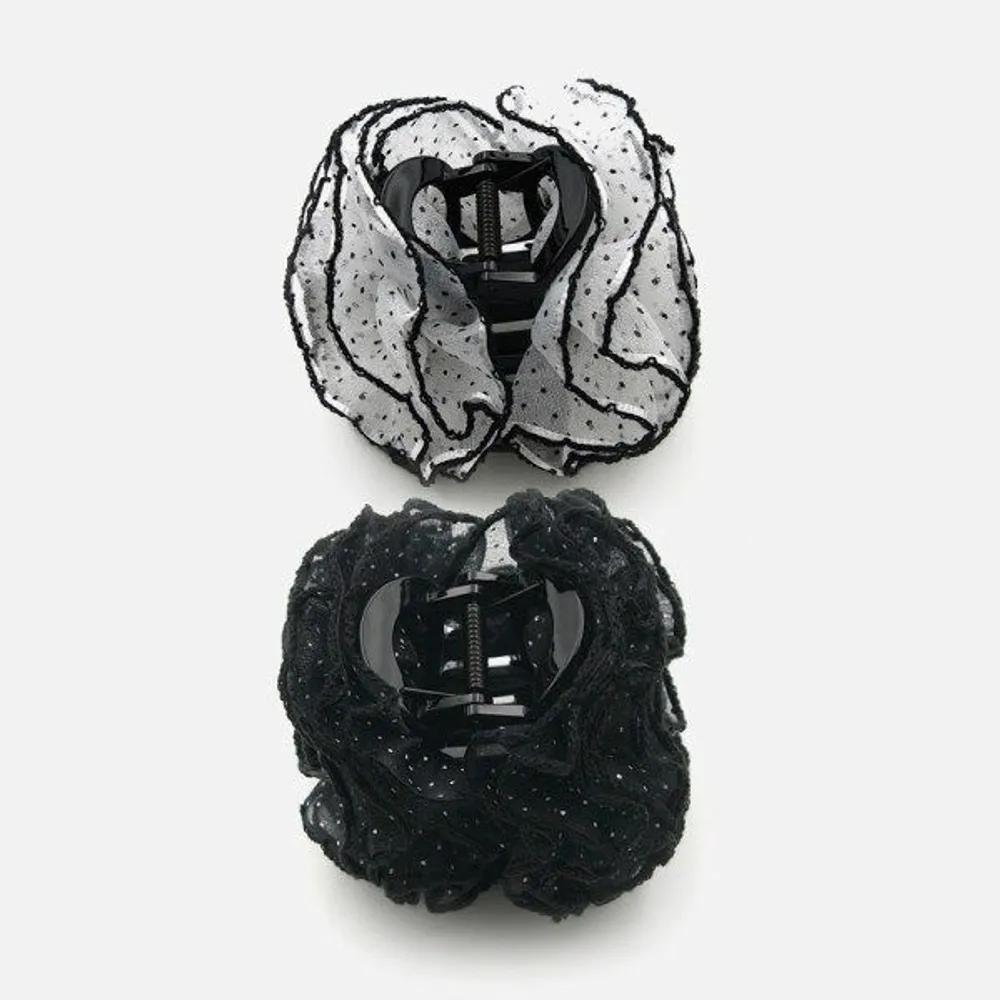 J Lauren Dot Chiffon Flower Hair Clip H01450 white