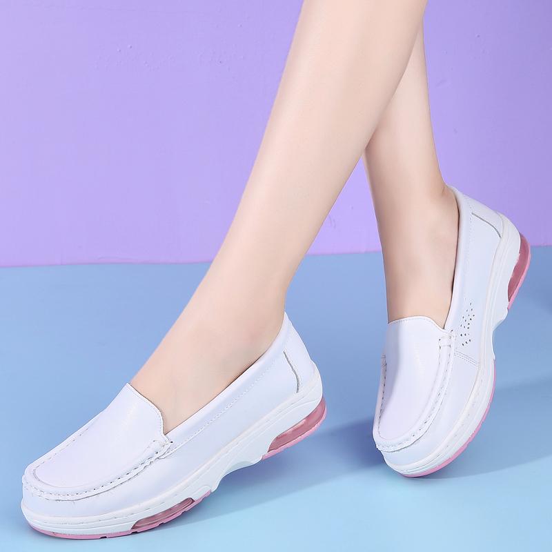 Fashion Summer Shoes Ladies Autumn Tennis Female Soft Genuine Leather Sneakers 2025 Fall Breathable Moccasins Nurse White White Sneakers