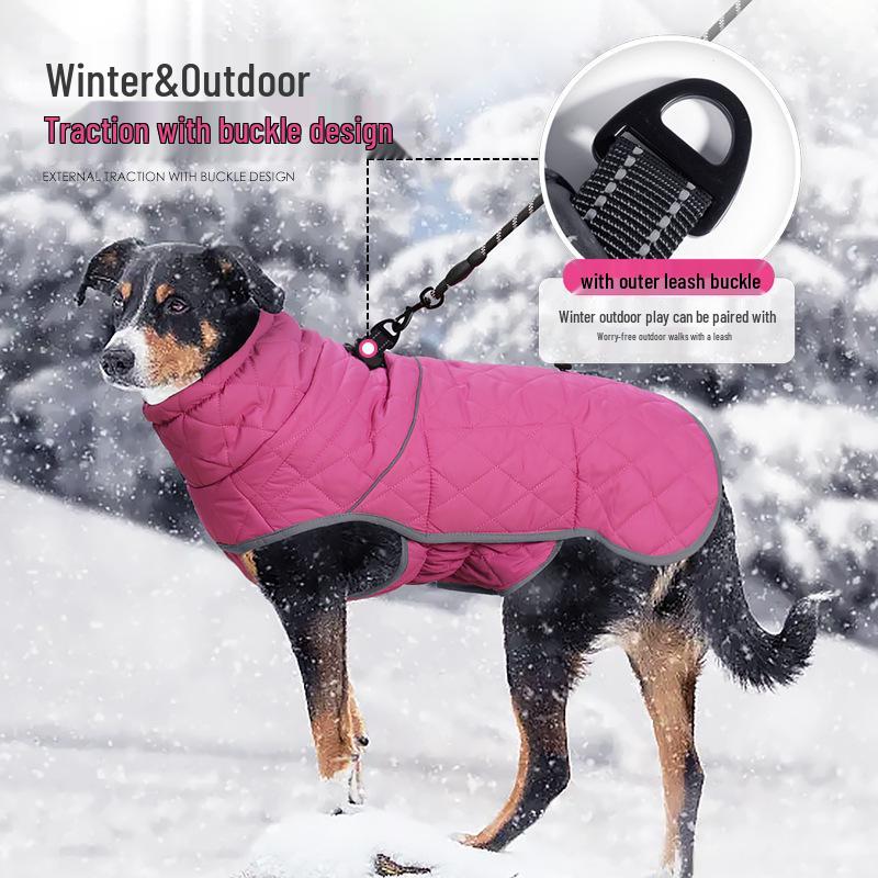 Waterproof Cotton-Padded Velvet Winter Dog Jacket for Large Breeds - Cold-Proof Design
