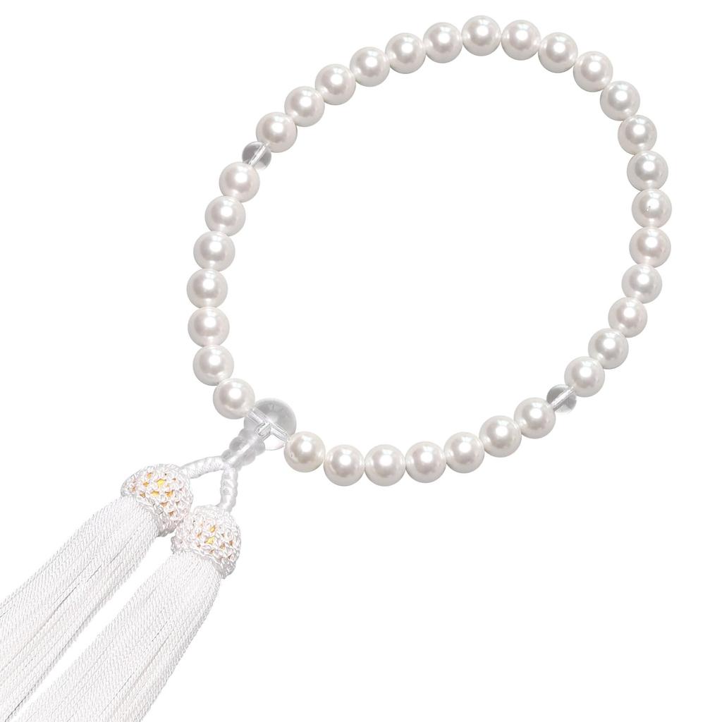 Tsuun Nenjuya Women's Prayer Beads, Made of Genuine Crystal and Starry Bodhi Tree, Ideal for Funerals, Wakes, and Informal Ceremonies, Includes