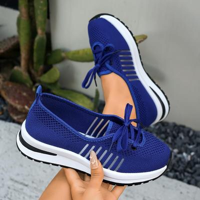 Moda 2025 Zapatillas Cómodas Transpirables para Mujer Tallas Grandes Suela Gruesa Suave Antideslizante Malla Zapatos Mujer Verano Plataforma con Cordones Zapatos Casuales
