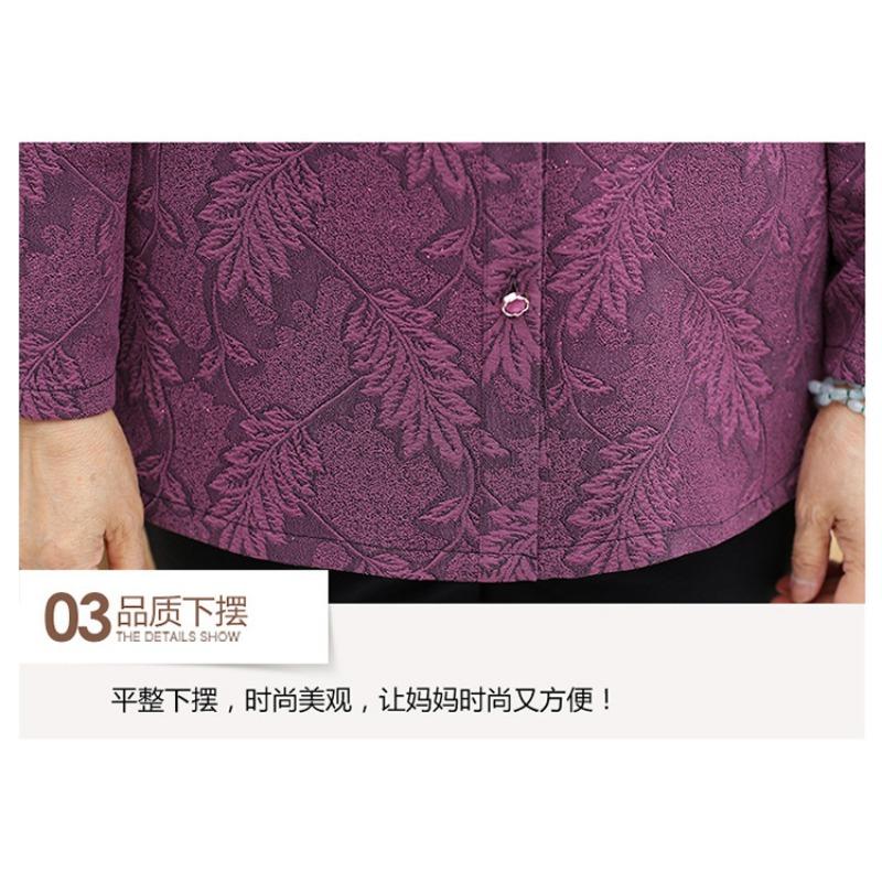 Spring and Autumn Shirts for Middle-aged and Elderly Women with Lapels and Old Ladies' Tops Long-sleeved Shirts