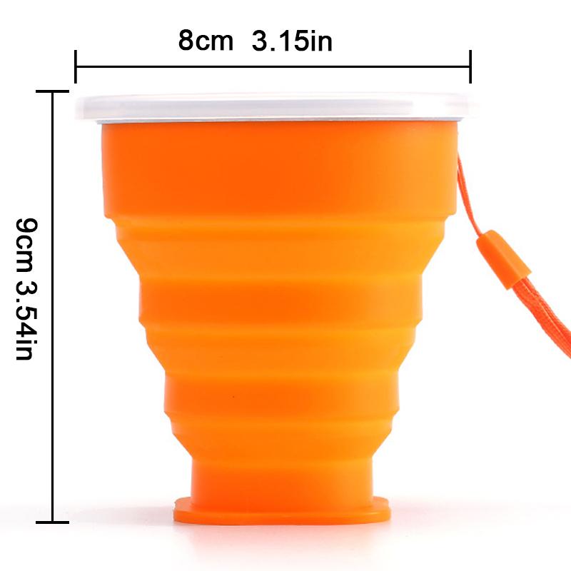 Copo Dobrável de Silicone para Exterior Caneca Dobrável Garrafa Dobrável para Camping Copos de Água de Viagem Caneca Portátil para Chá/Bebida com Tampa 200ML