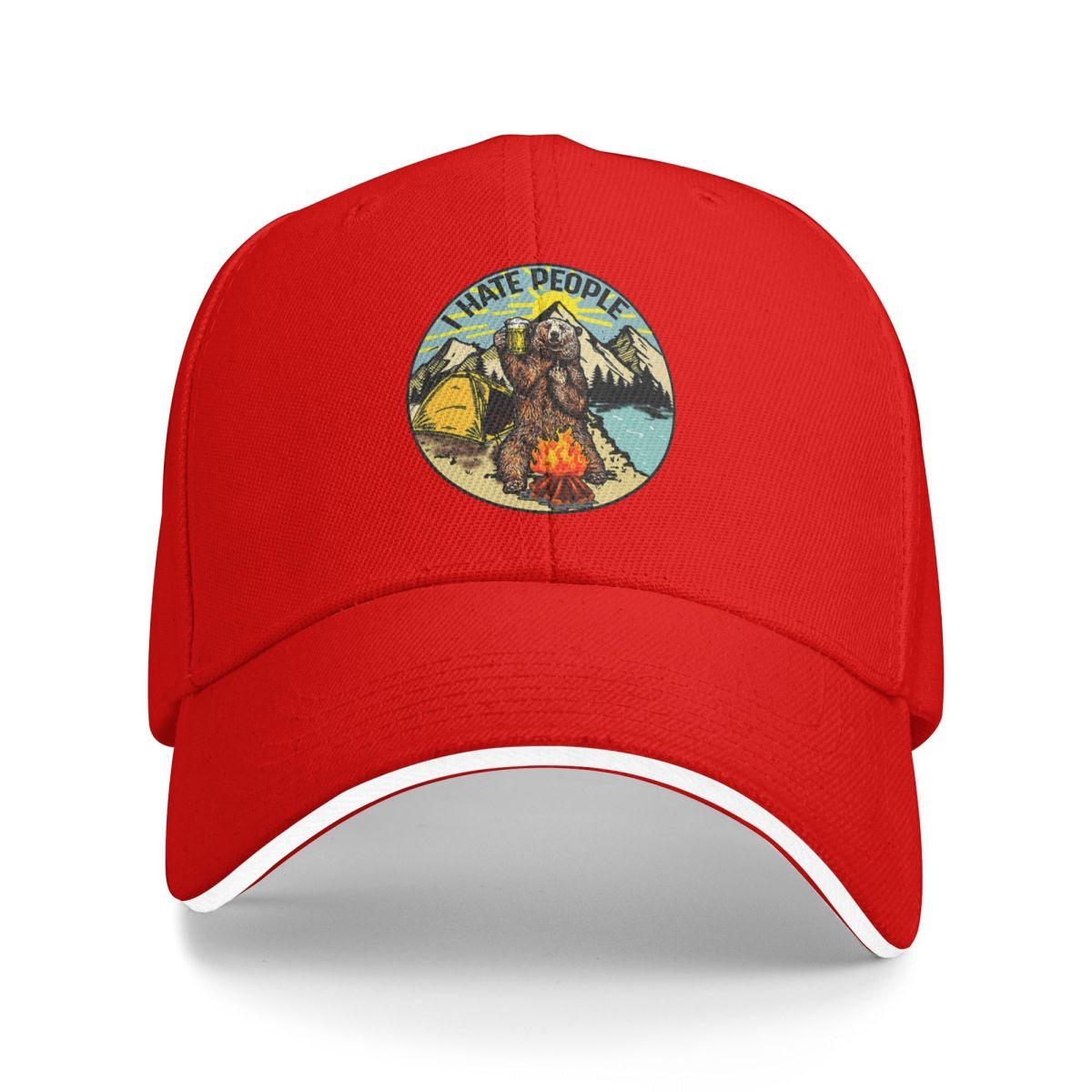 Baseball Caps Bear I Like Drinking And Camping But I Hate People Customized Unisex Outdoor Spring Hats One Size