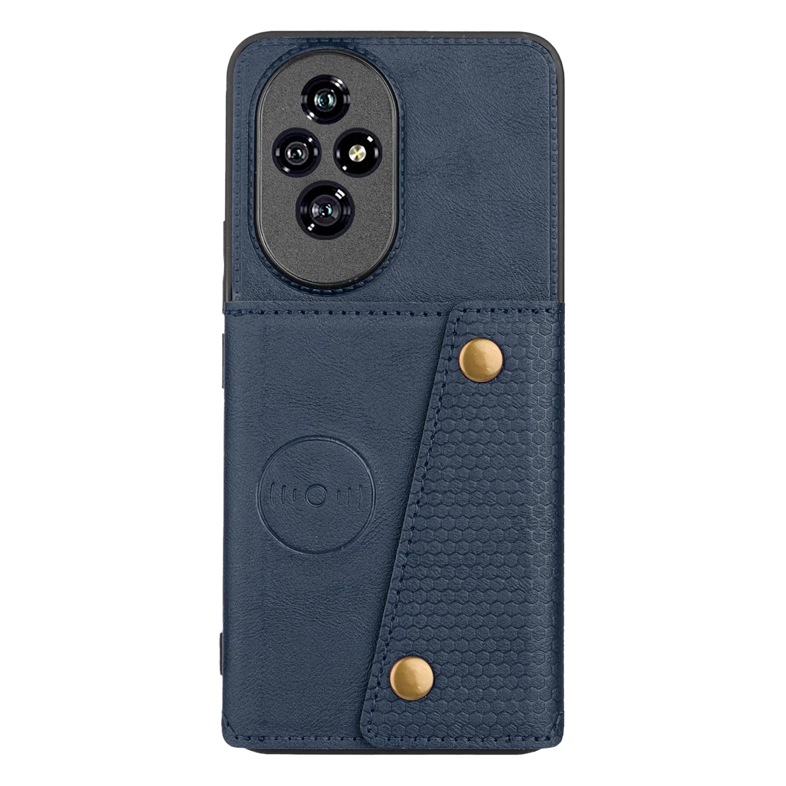 

Чохол для Honor 200 5G з відділеннями для карток, підставкою, шкіряний+TPU чохол для телефону Blue