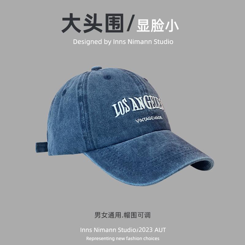 Tide brand LA letter three-dimensional embroidery baseball cap for men and women couples versatile cap fashion show small face