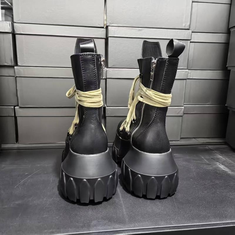 Buty Muffin na Wysokiej Platformie, Krzyżowe Paski, Okrągły Nosek, Płaskie Platformy, Botki Motocyklowe w Stylu Vintage, Skóra Naturalna, Boczne Zamki Błyskawiczne, Buty Męskie