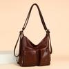 Women's Multi-Compartment Zipper Tote Bag PU Shoulder Bag