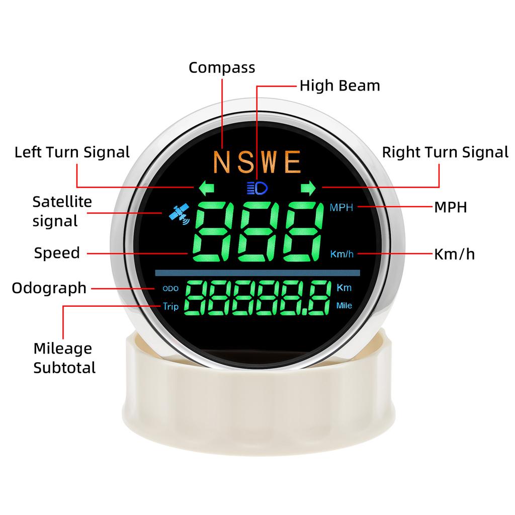 85mm Digital GPS Speedometer For Car Truck Boat Motorcycle Speed Gauge with GPS Antenna Odometer Trip KMH MPH Compass Gauge