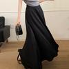 Women Fishtail Skirt High-Waisted Satin-Like Breathable Maxi Skirt Solid Color Office Skirt Work Leisure Daily Wear