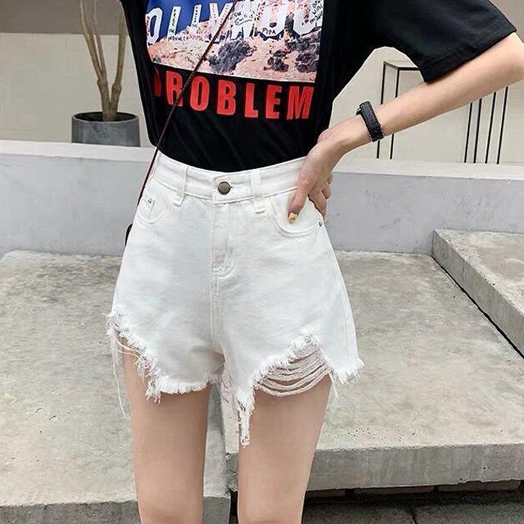 Wowen Classic and Minimalist Fashion Versatile Female Spring and Summer Loose High-waisted Thin Raw Edge Wide-legged Pants Denim Shorts Individuality