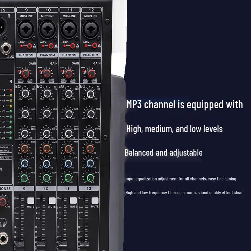 Runpu 12-Channel Professional Mixer Amplifier Console (CN Version)