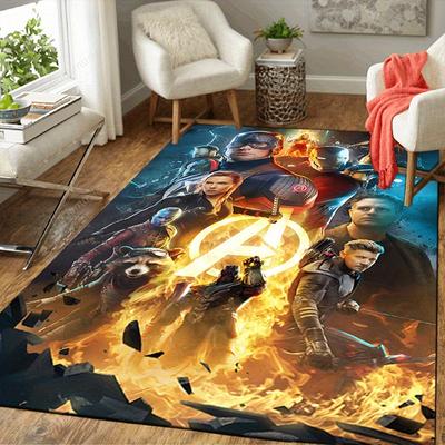 1ks Kobercový kobereček Marvel Avengers Super hrdinové, Protiskluzová podložka, Design s kreslenými postavičkami, Měkký samet, Dekorace do pokoje, Omyvatelný