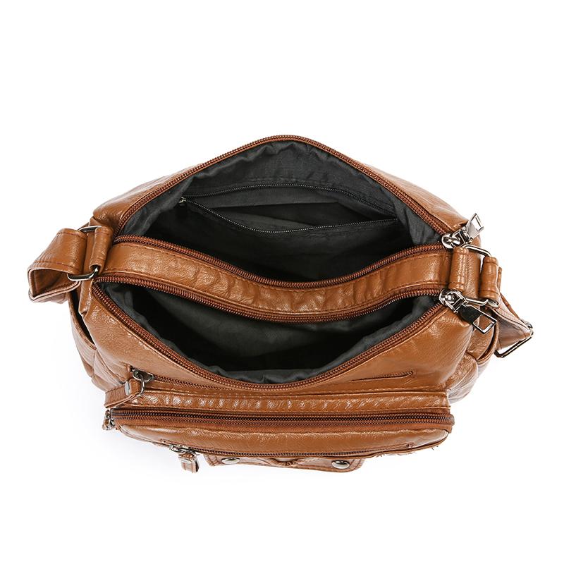 Muttertasche Damen Weiche Leder Umhängetasche Mehrfachfächer Vintage Große Kapazität Umhängetasche