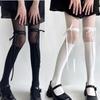 Lolita Bow Strap Stockings Sweet Ballet Pure Desire Milk White Splicing Pantyhose Thin Black Women