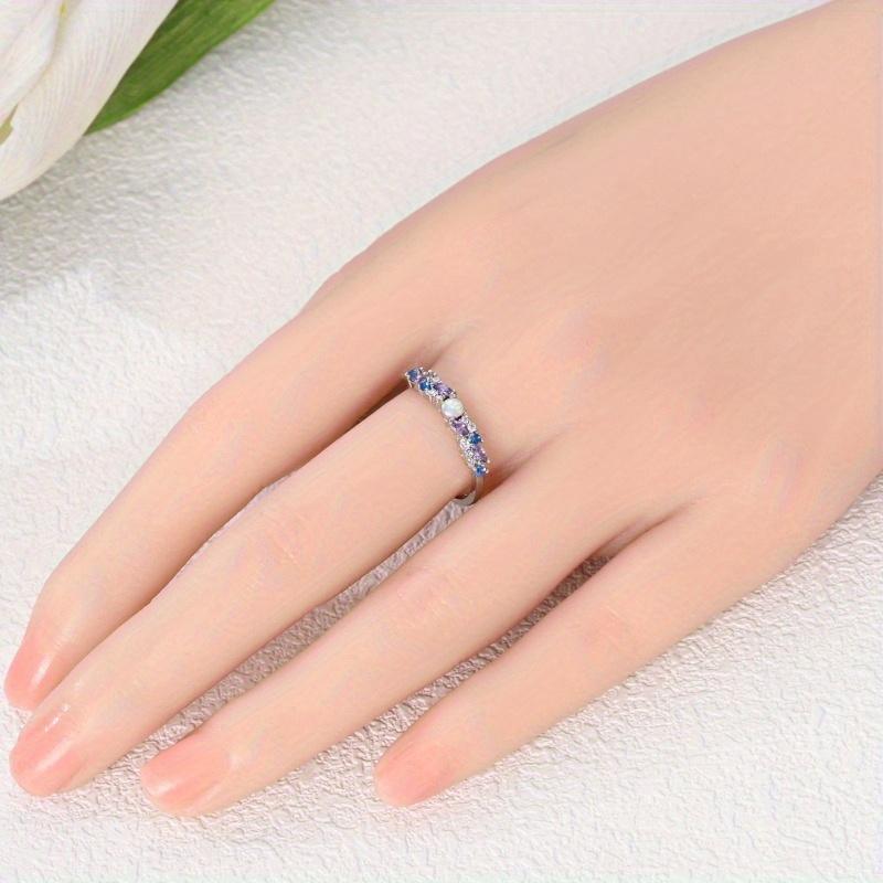 Sparkling Colored Zirconia Ring Elegant Minimalist Design with Synthetic Cubic Zirconia Elements for Daily Wear Gift Jewelry