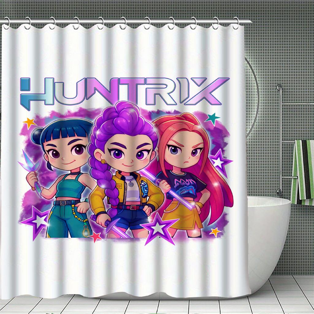 K-POP D-Demon H-Hunters Sprchové závěsy Omyvatelná tkanina Polyester Pro vanu Umění Koupelnová dekorace S háčky Vodotěsný závěs