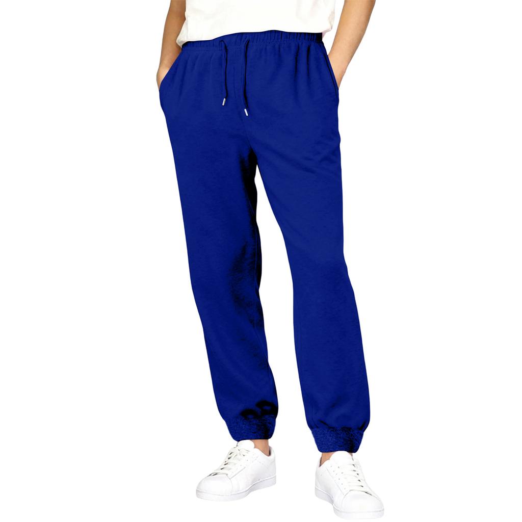 Men's Athletic Pants With Drawstring Elastic Waistband, Wide-Leg Design, Casual With Pockets