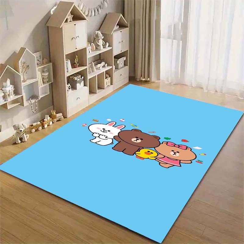Non-slip decorative rug, cute cartoon welcome mat, Line Friends series pattern, a gift for friends and family.