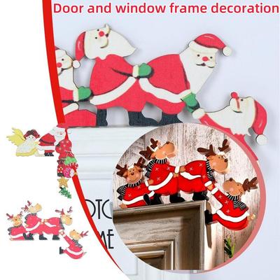 Christmas Door Frame Decoration Santa Claus Elk Wooden Christmas Decorations for Home