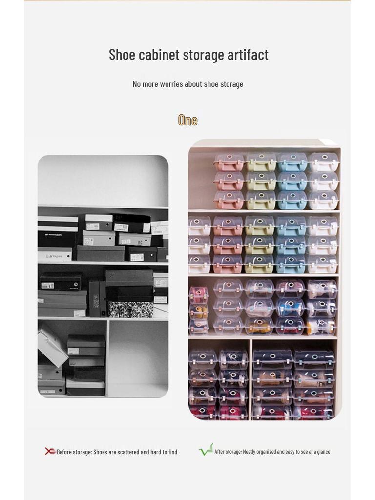 Transparent Space-Saving Long Boot Storage Box - No-Installation Shoe Cabinet