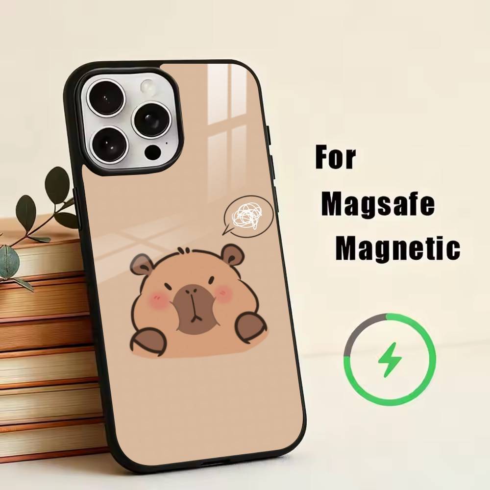 Cute K-Kawaii Capybara   Phone Case For iPhone17,16,15,14,13,12,11 Plus,Pro Magnetic with Magsafe Wireless Charging
