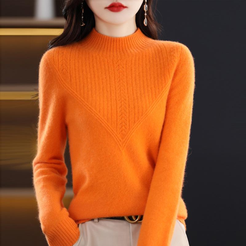 Women's 2023 New Fashion Wool Sweater - Spring & Autumn Solid Color Loose Knitwear