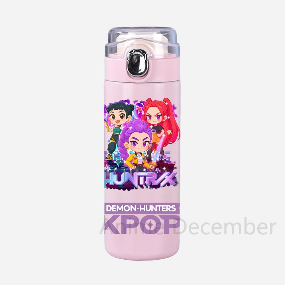 Anime K-Pop Lovci démonů Tištěná termoska Přenosná nerezová láhev na vodu 400 ml Nepropustný kempingový pohár na vodu Dárky