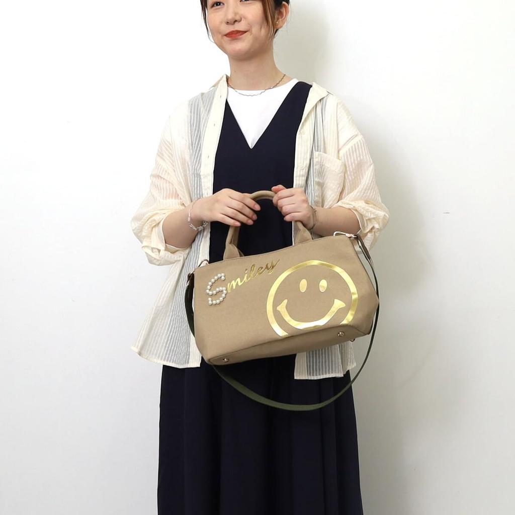 Cuco SMILEY Logo Perła x Nadruk Folią Torba Tote Dwustronna 2553111704 Beżowy (300)