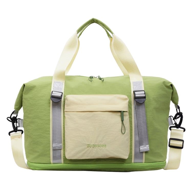 Contrasting color bottom expansion nylon wide webbing portable fitness travel bag зелёный