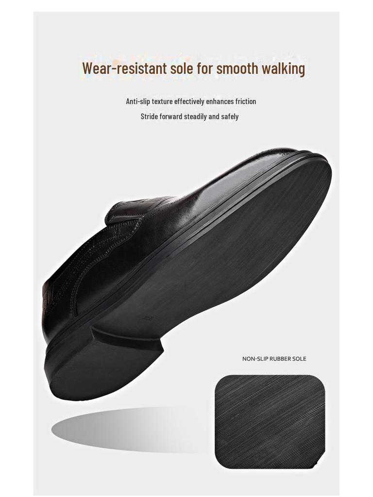 2024 Men's British Style Carved Brogue Slip-On Leather Shoes - Business Casual & Formal