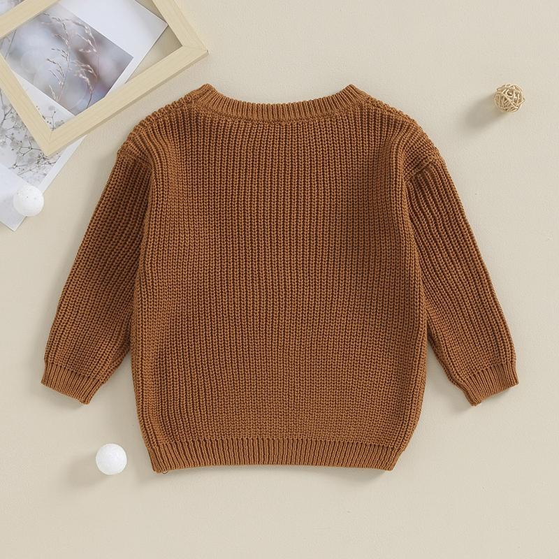 Boy Cute Sweater Children Baby Letter Embroidery Knitted Tops Kids Autumn Winter Pullover Sweaters Clothes
