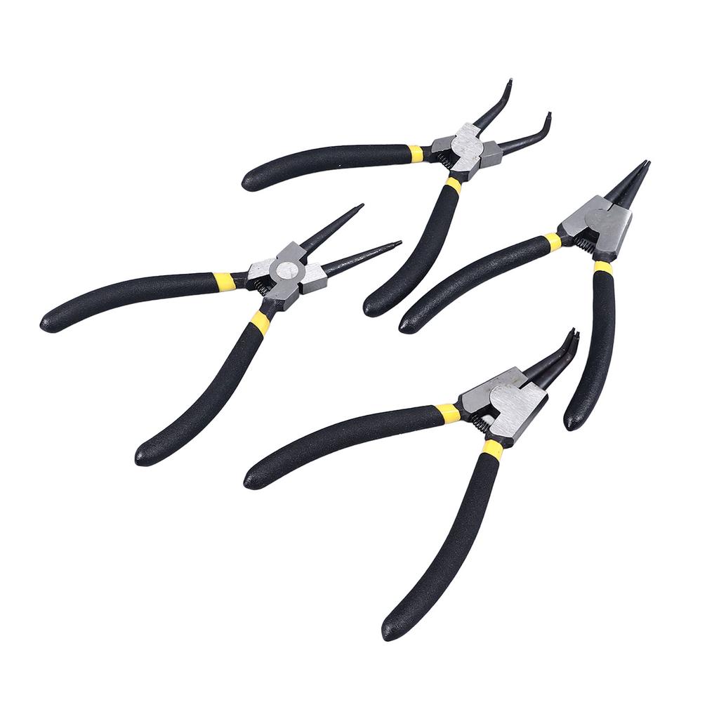 4Pcs Snap Ring Pliers Set Steel Circlip Pliers Kit with Straight Bent Jaws Hand Tools for Repair Maintenance 7in